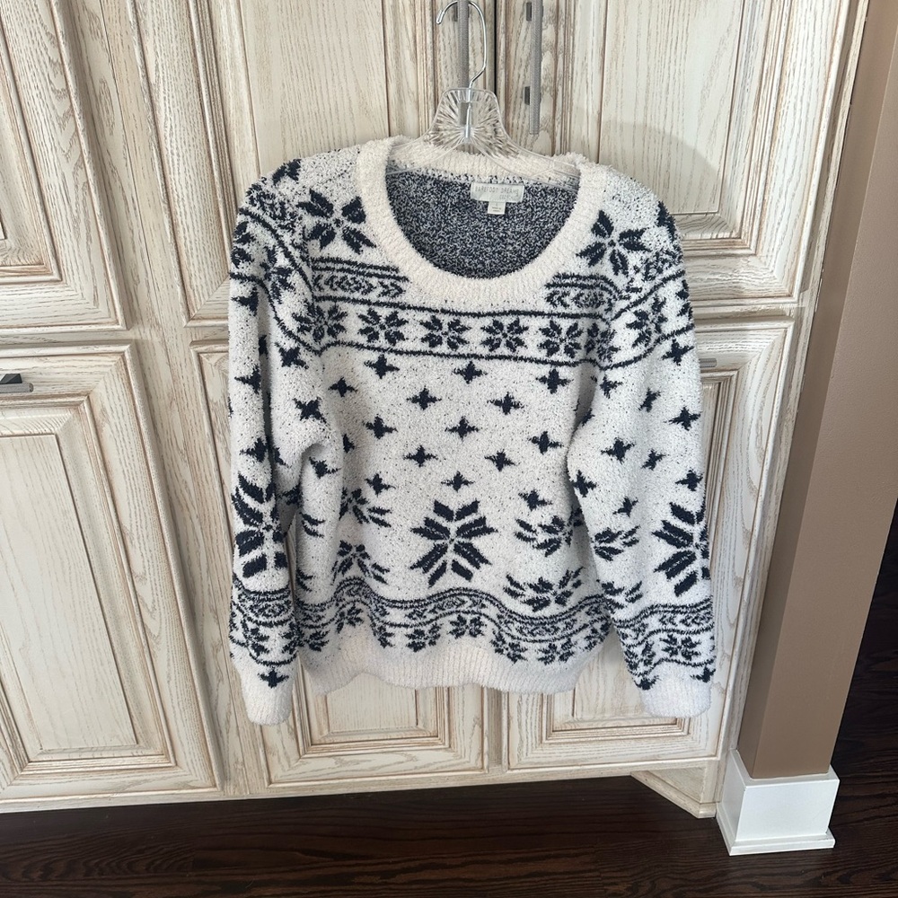 Barefoot Dreams Cozychic Seaside Fair Isle Crew Neck Sweater